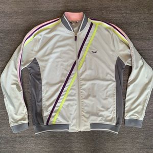 Retro Fox Vintage 70s Gray Pink Purple Lime Stripes XL Track Jacket